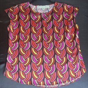 Lesley Evers Silk Chain Design Sleeveless Blouse X-Sm